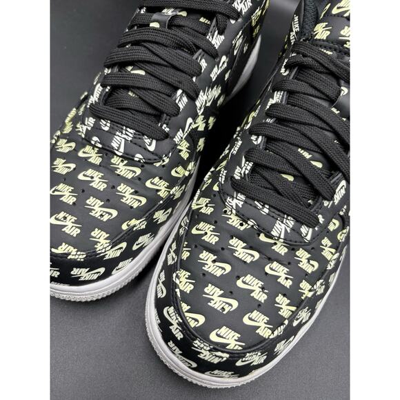 Size 9.5- Nike Air Force 1 \'07 QS Low All Over Logo Black main image 11